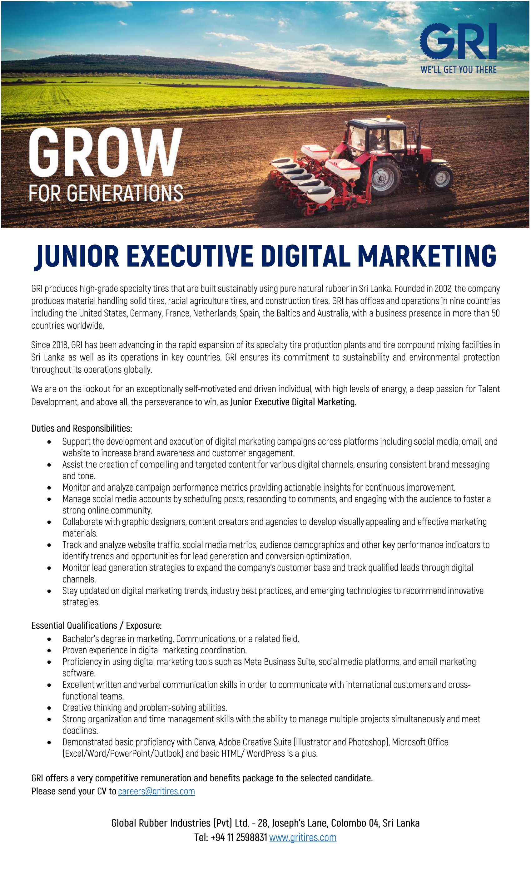 Tire Industry Jobs Careers at GRI Tires